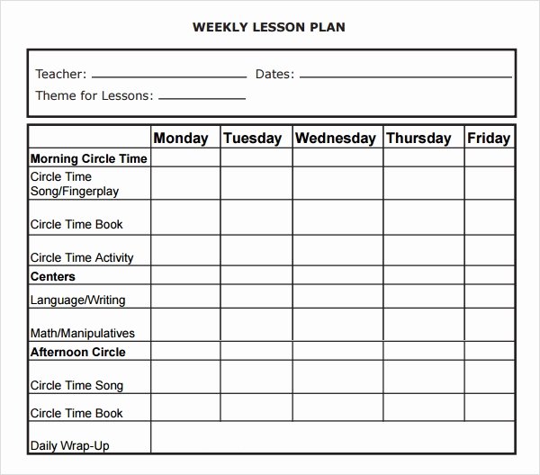 Weekly Lesson Plan Template Pdf Fresh Lesson Plan Template Doc