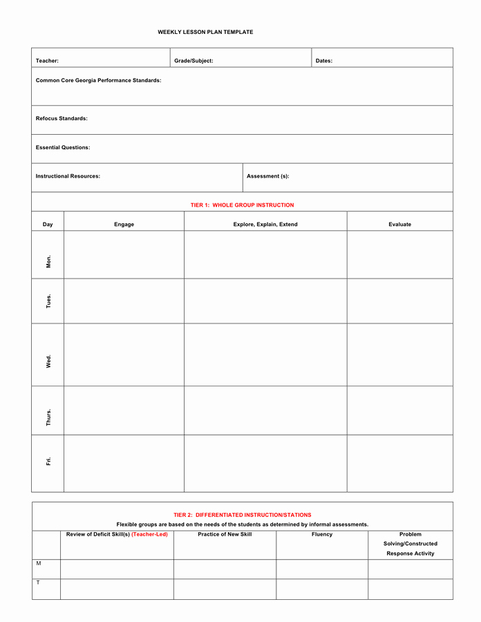 Weekly Lesson Plan Template Pdf Unique Weekly Lesson Plan Template In Word and Pdf formats