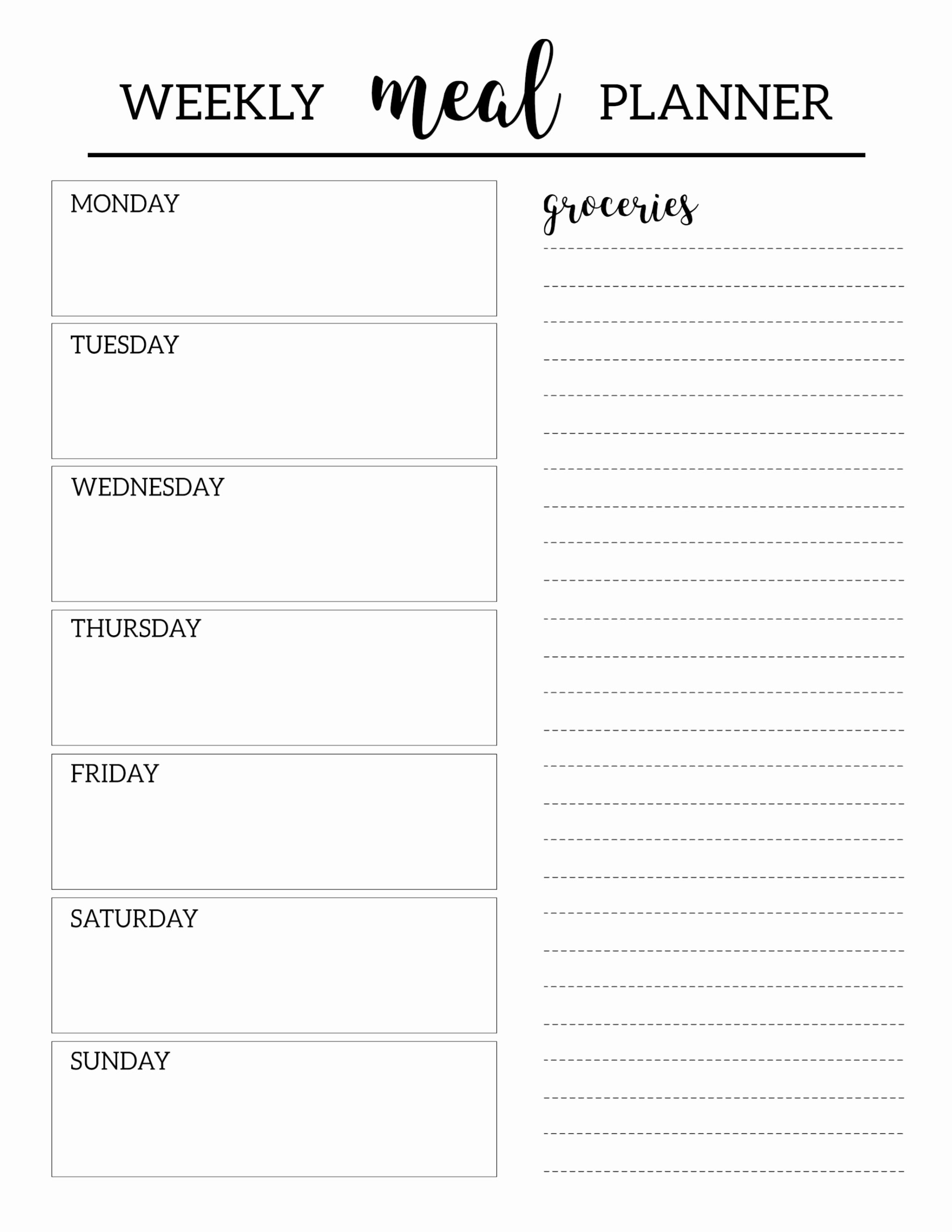 Weekly Meal Plan Template Best Of Free Printable Meal Planner Template Paper Trail Design