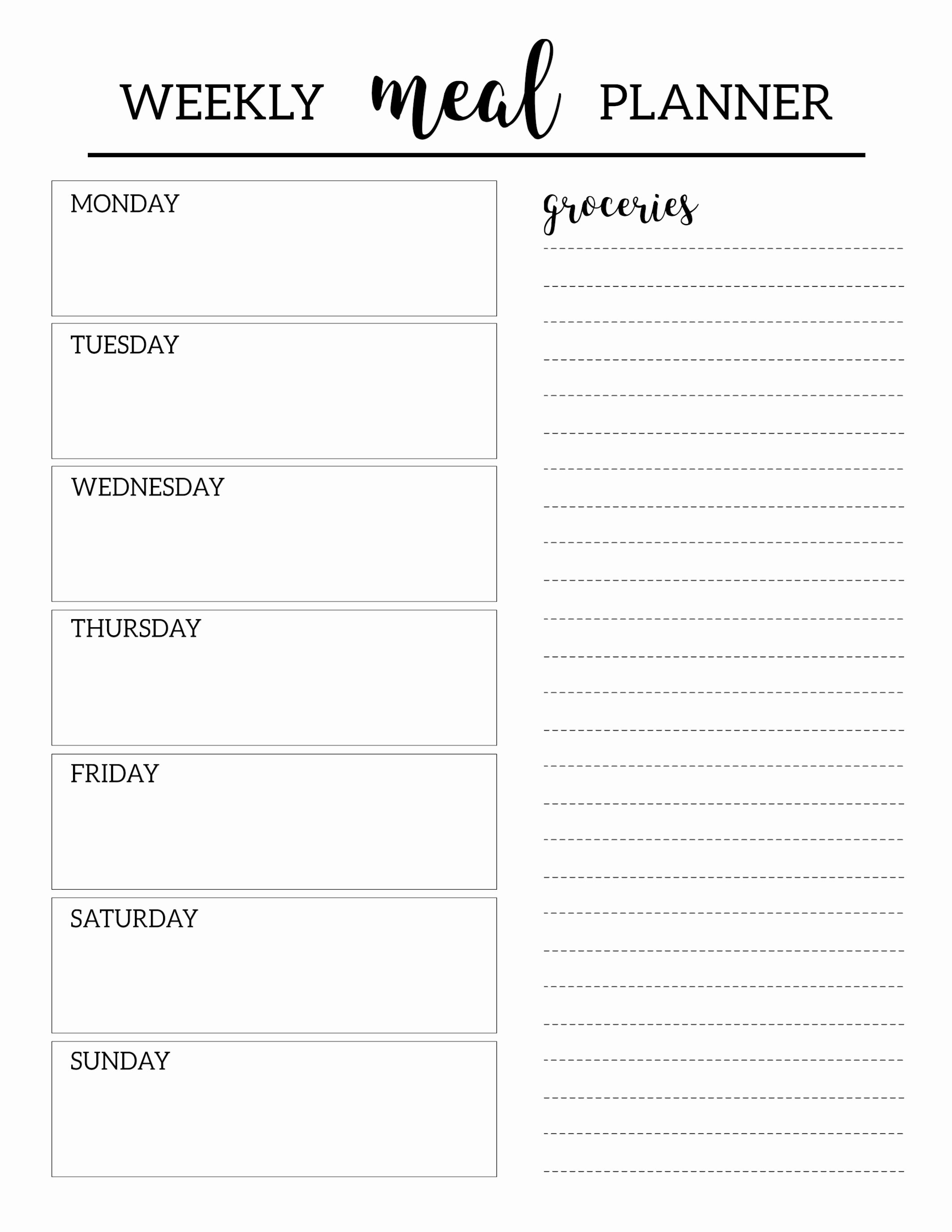 Weekly Meal Plan Template Fresh Free Printable Meal Planner Template Paper Trail Design