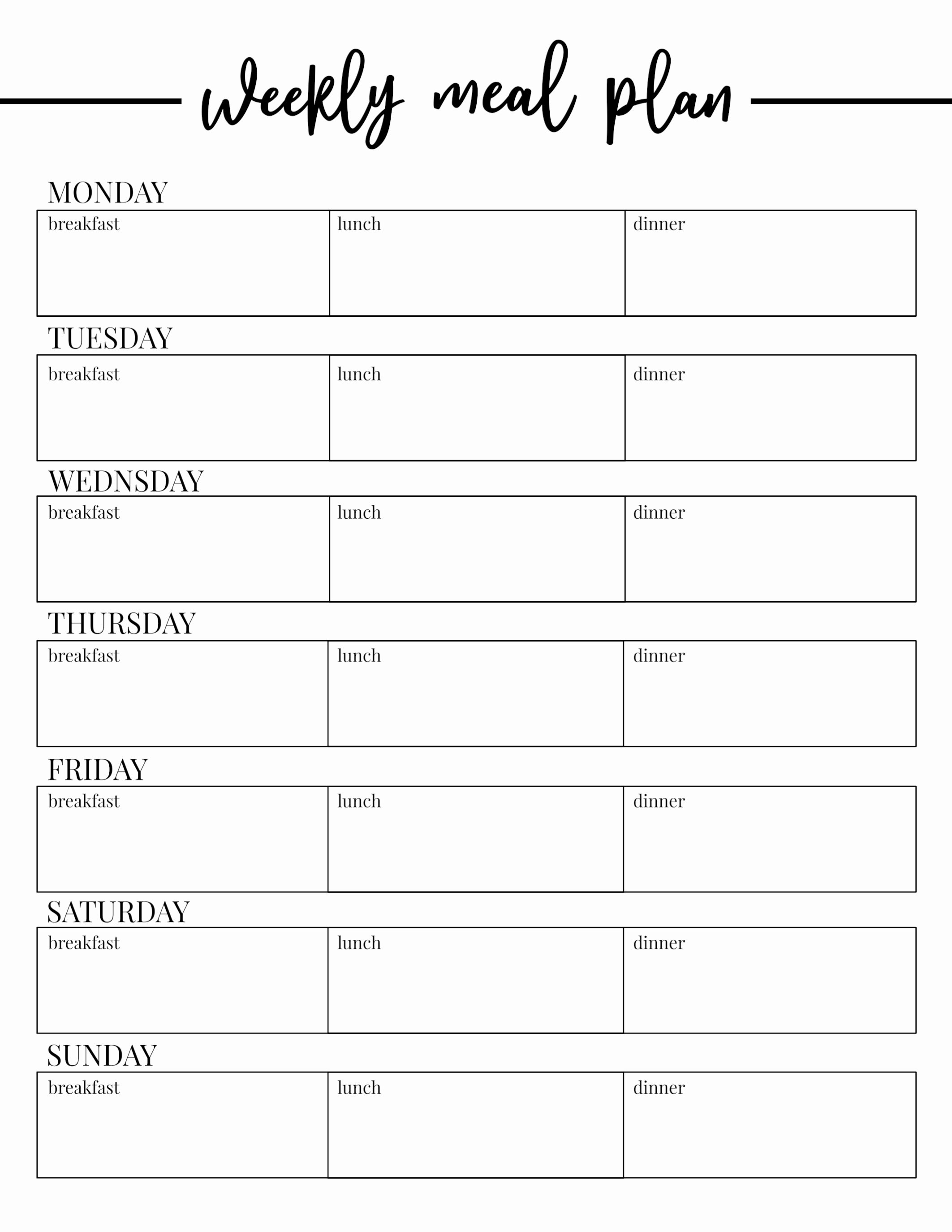 Weekly Meal Planning Template Awesome Free Printable Weekly Meal Plan Template Paper Trail Design