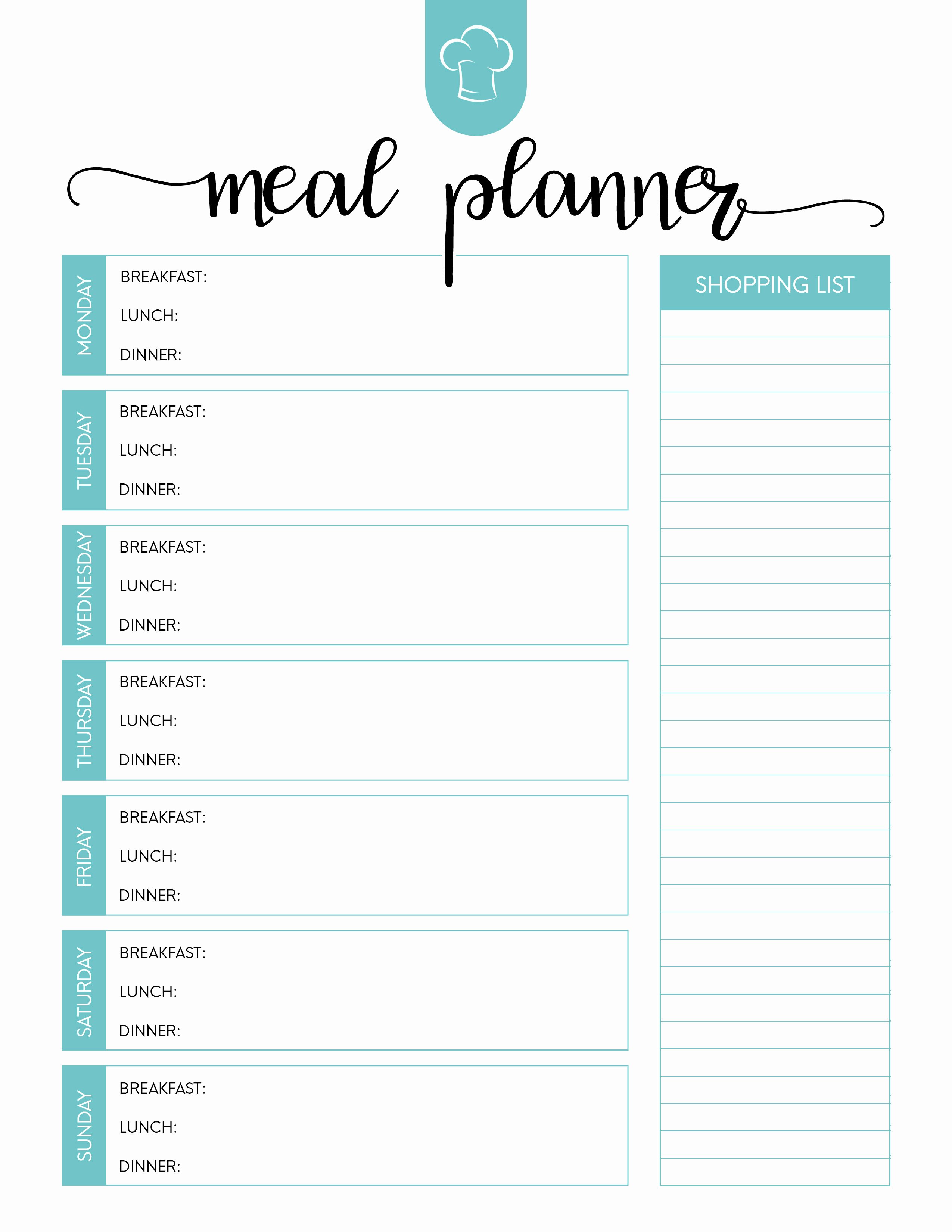 Weekly Meal Planning Template Unique Free Printable Meal Planner Set the Cottage Market