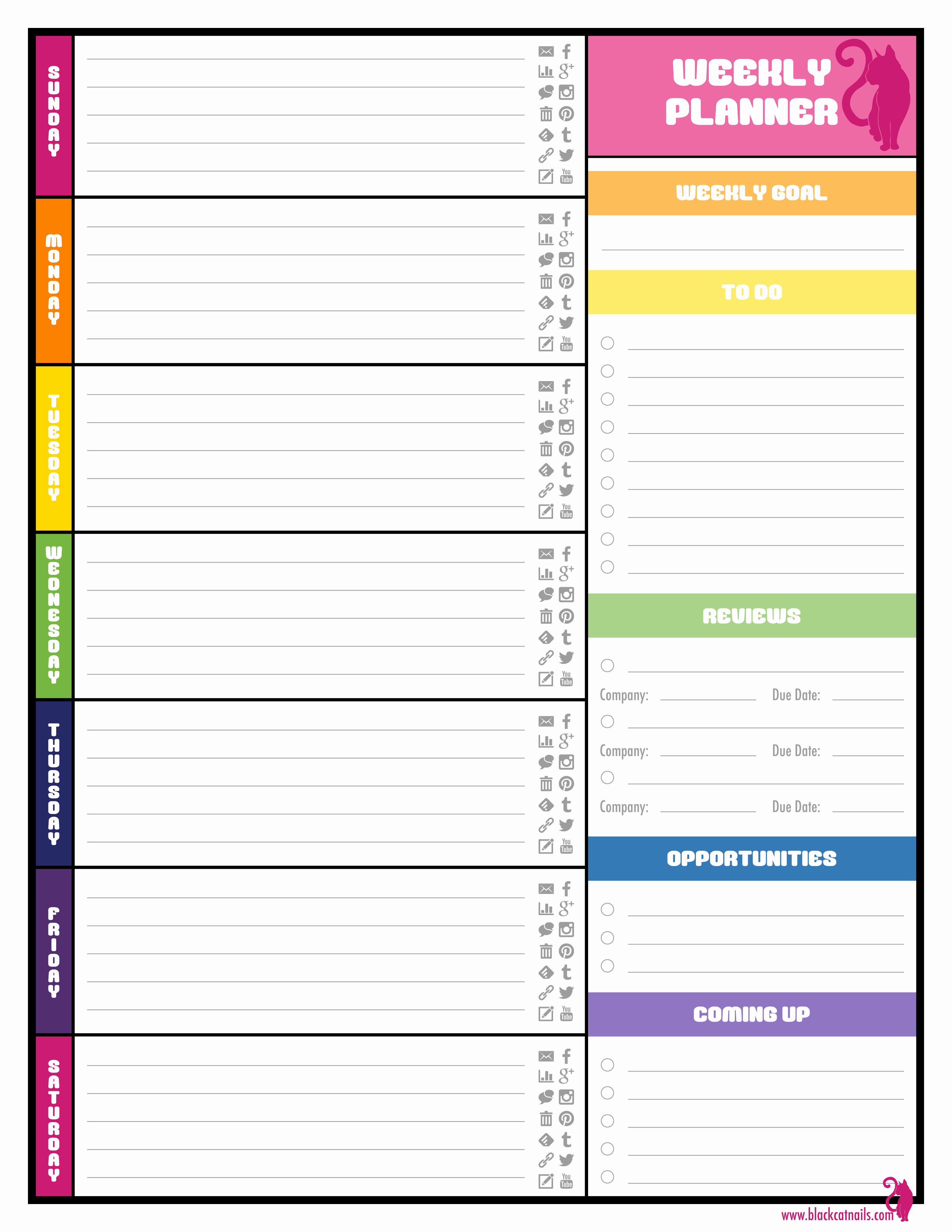Weekly Planner Template Pdf Awesome Colorful Weekly Blogging Planner Image