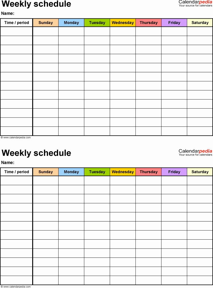 Weekly Schedule Templates Excel Fresh Free Weekly Schedule Templates for Excel 18 Templates
