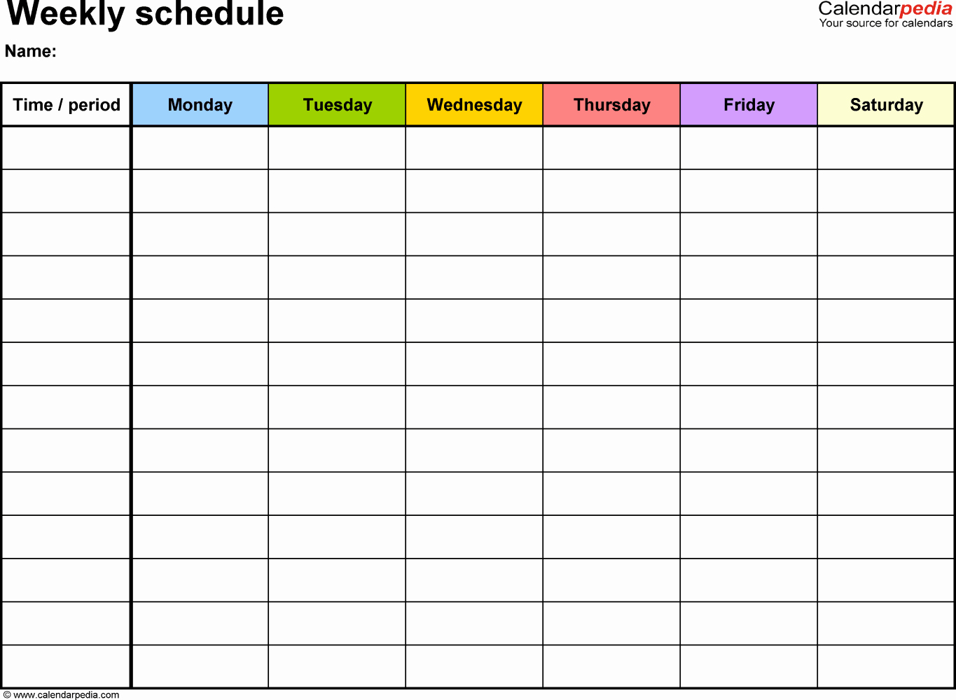 Weekly Schedule Templates Excel Luxury Free Weekly Schedule Templates for Excel 18 Templates