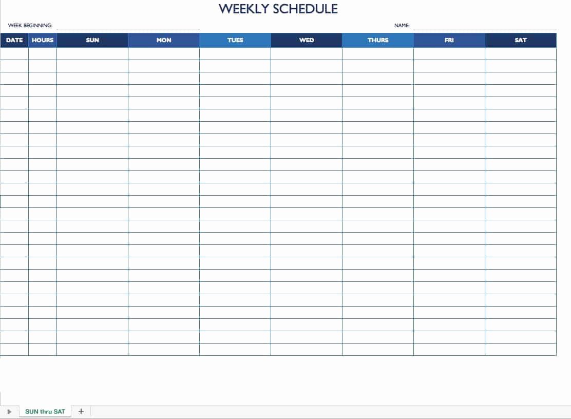 Weekly Schedule Templates Excel Luxury Free Work Schedule Templates for Word and Excel