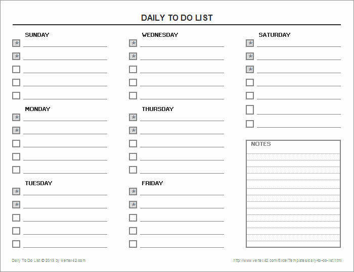 Weekly todo List Template Awesome Daily to Do List