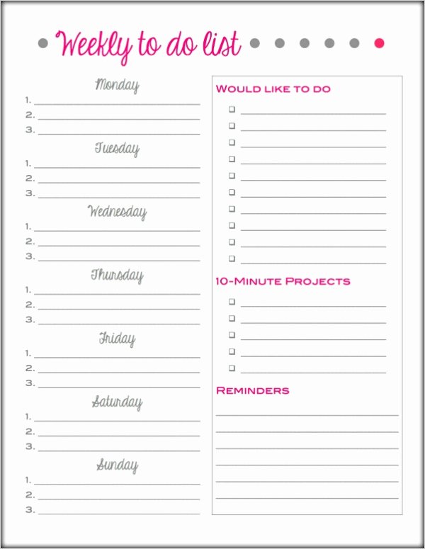 Weekly todo List Template Lovely Free Printable Weekly to Do List