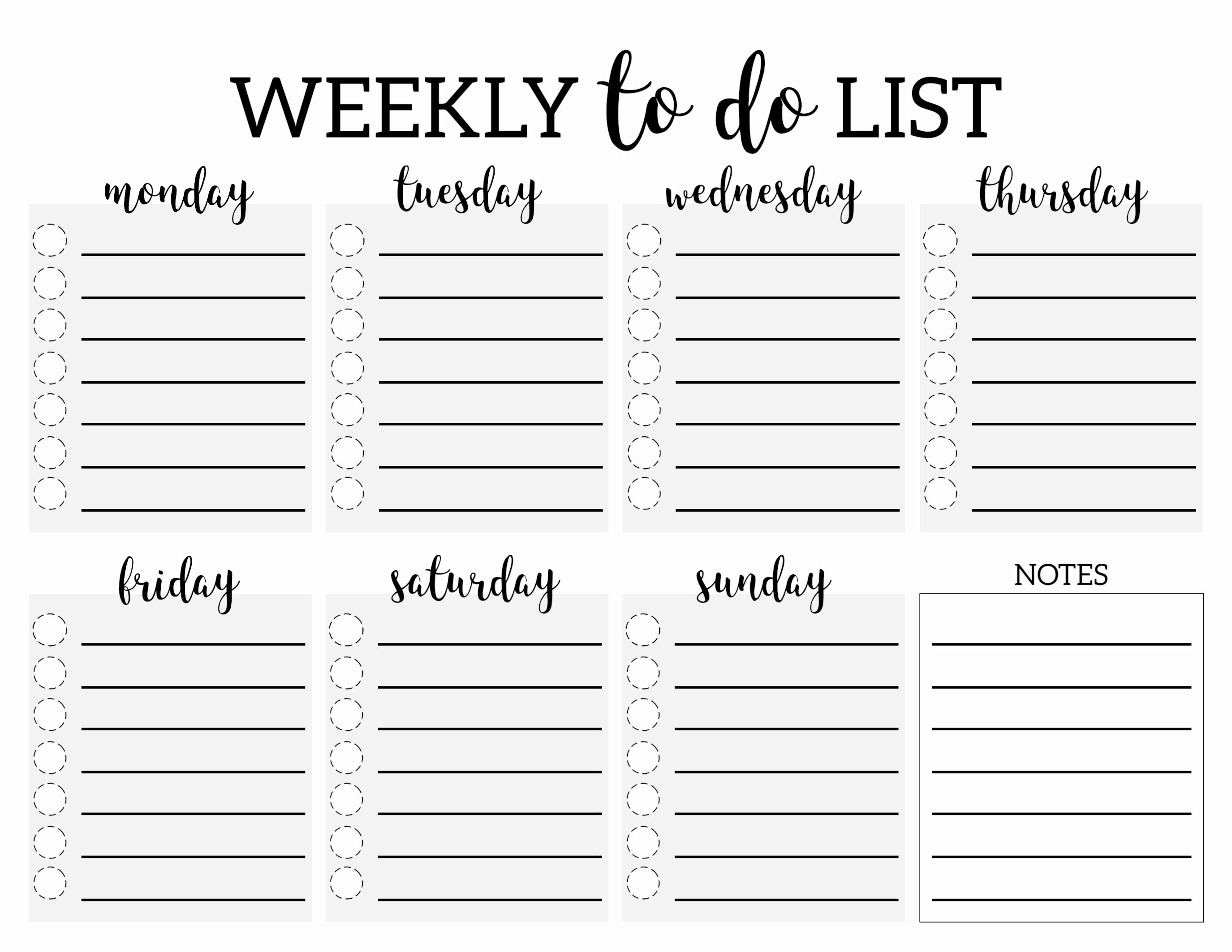 Weekly todo List Template Luxury Weekly to Do List Printable Checklist Template Paper