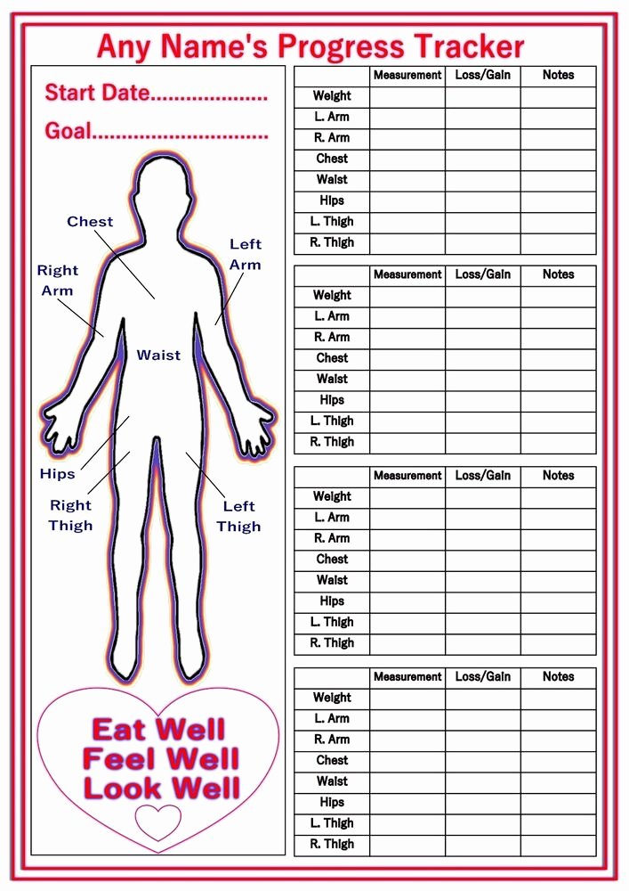 Weight Loss Measurement Chart Fresh Personalised Reusable Diet Weight Loss Chart Progress