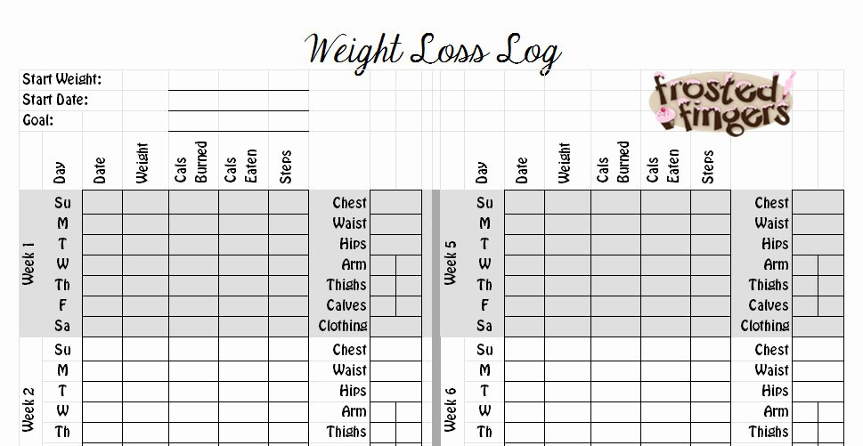 Weight Loss Measurement Chart Fresh Weight Loss Log Frosted Fingers