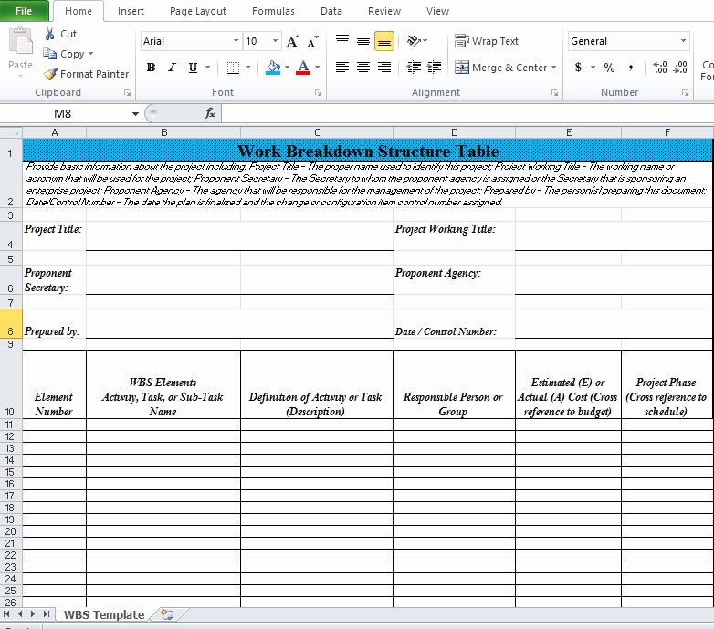Work Breakdown Structure Template Excel Lovely Work Breakdown Structure Excel Template Wbs Excel Tmp