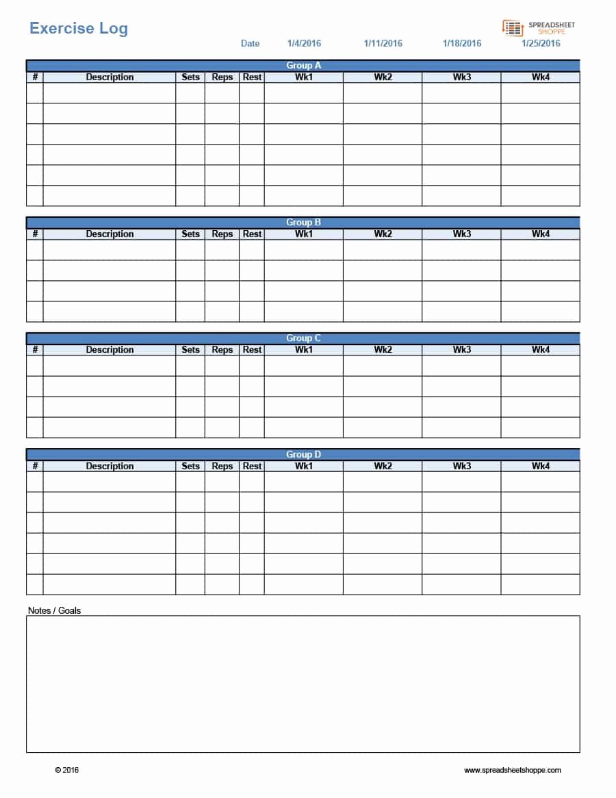 Work Out Schedule Templates Best Of 40 Effective Workout Log &amp; Calendar Templates Template Lab