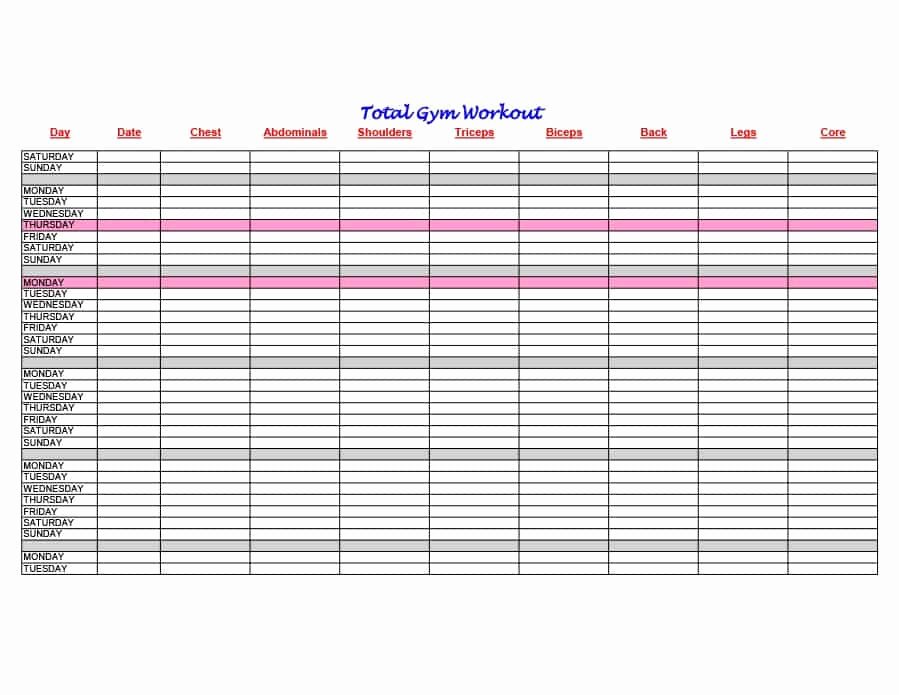 Work Out Schedule Templates Fresh 40 Effective Workout Log &amp; Calendar Templates Template Lab