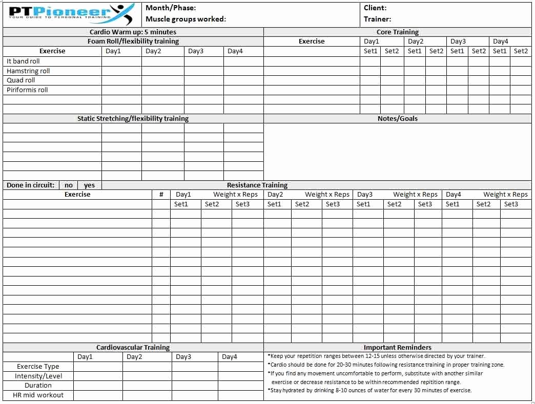 Work Out Schedule Templates Luxury Pin by Ptpioneer On Personal Training Guide