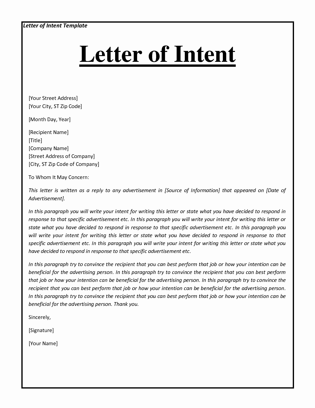 Writing A Letter Of Intent Awesome Job Application Letter Intent Example Sample Letter