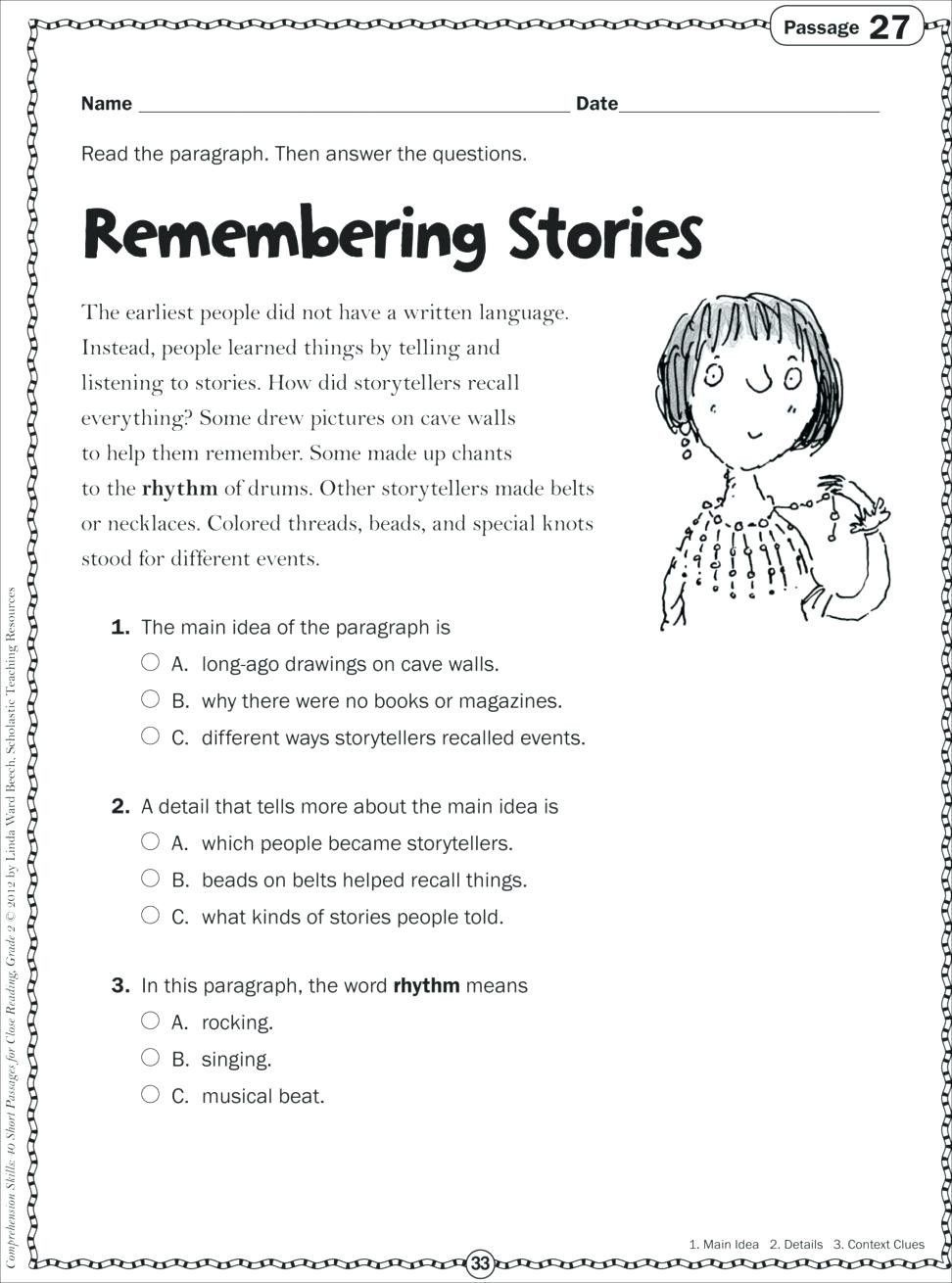 1st Grade Comprehension Worksheets Free Context Clues Worksheets 1st Grade Grade Reading Worksheet