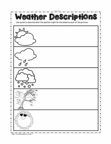 1st Grade Weather Worksheets Describe the Weather Worksheets