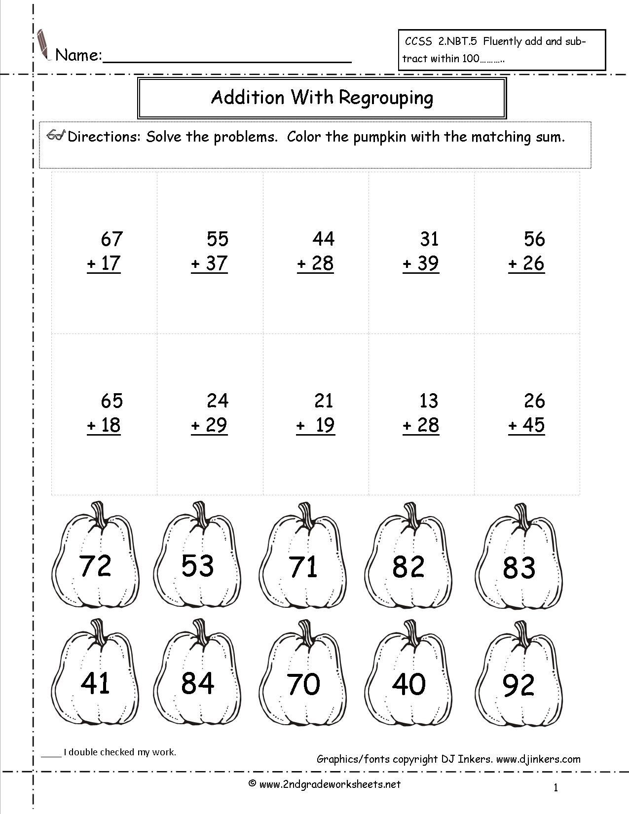 2 Digit Addition Coloring Worksheets Double Digit Addition Coloring Worksheets