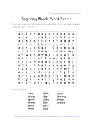 2nd Grade Consonant Blends Worksheets Consonant Blend Word Search Three Of Four