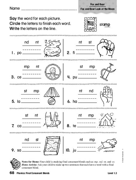 2nd Grade Consonant Blends Worksheets Phonics Final Consonant Blends Worksheet for 1st 2nd