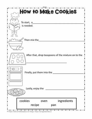 2nd Grade Sequencing Worksheets How to Make Cookies Worksheets