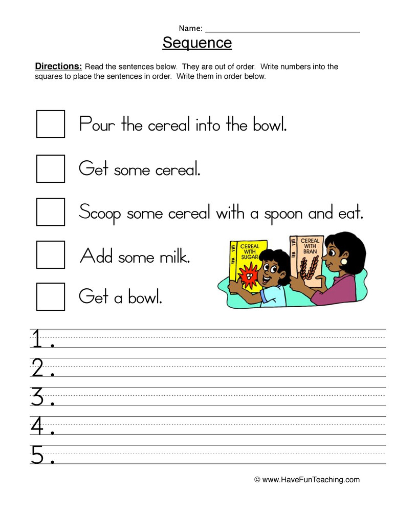 2nd Grade Sequencing Worksheets Morning Routine Sequence Worksheet