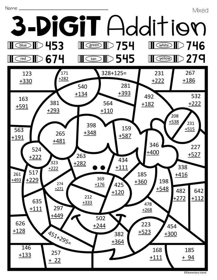 3 Digit Addition Coloring Worksheets Christmas Color by Number Addition
