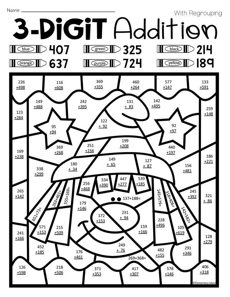 3 Digit Addition Coloring Worksheets Halloween Three Digit Addition Color by Number with and