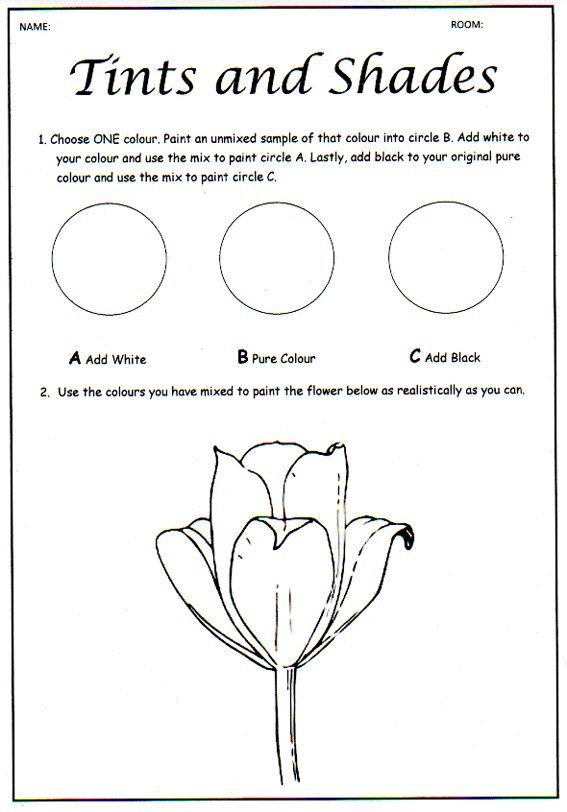 3rd Grade Art Worksheets Ce Upon An Art Room Tinting and Shading Colour theory