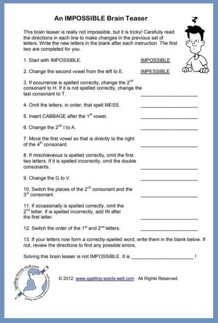 20 3rd Grade Brain Teasers Printable Desalas Template