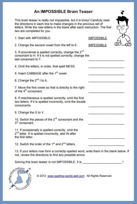 3rd Grade Brain Teasers Worksheets Our Adult Brain Teasers Will Challenge You