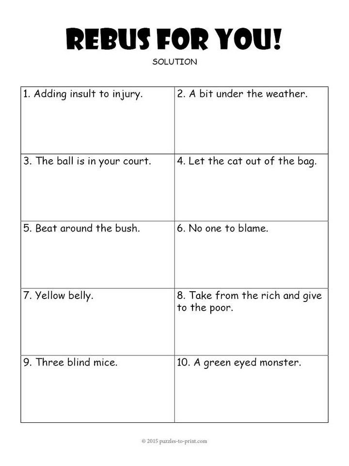 3rd Grade Brain Teasers Worksheets Rebus Worksheet 3