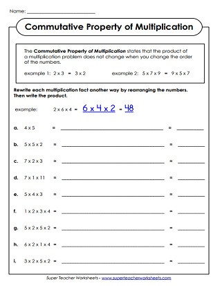 3rd Grade Distributive Property Worksheets Properties Of Multiplication Worksheets