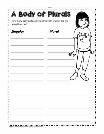 3rd Grade Human Body Worksheets Plural Nouns In the Body Worksheets