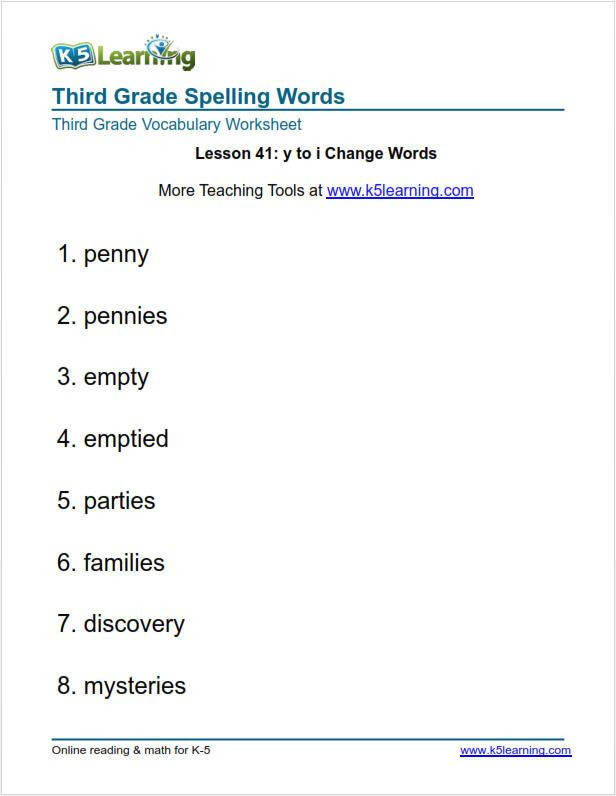 3rd Grade Spelling Worksheets Third Grade Spelling Worksheets