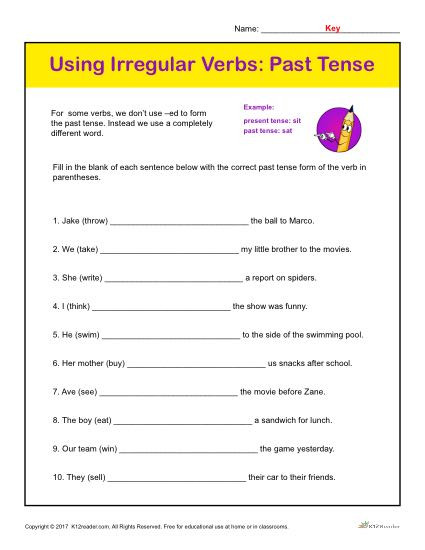 3rd Grade Verb Tense Worksheets Using Irregular Verbs Past Tense