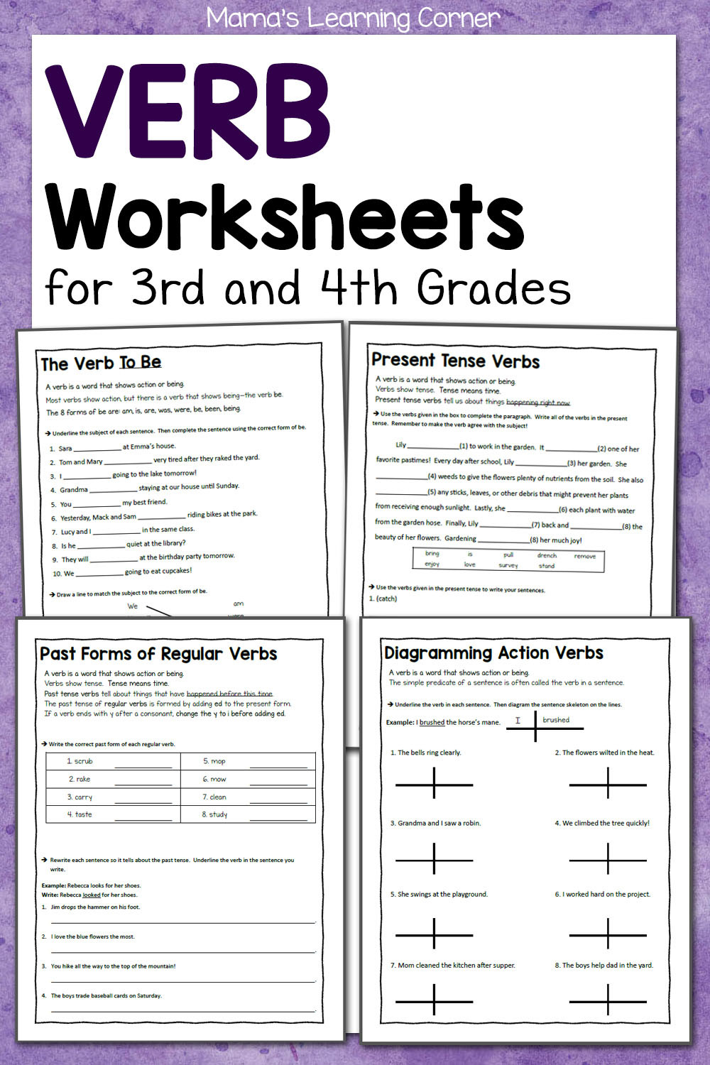 3rd Grade Verb Tense Worksheets Verb Worksheets for 3rd and 4th Grades Mamas Learning Corner