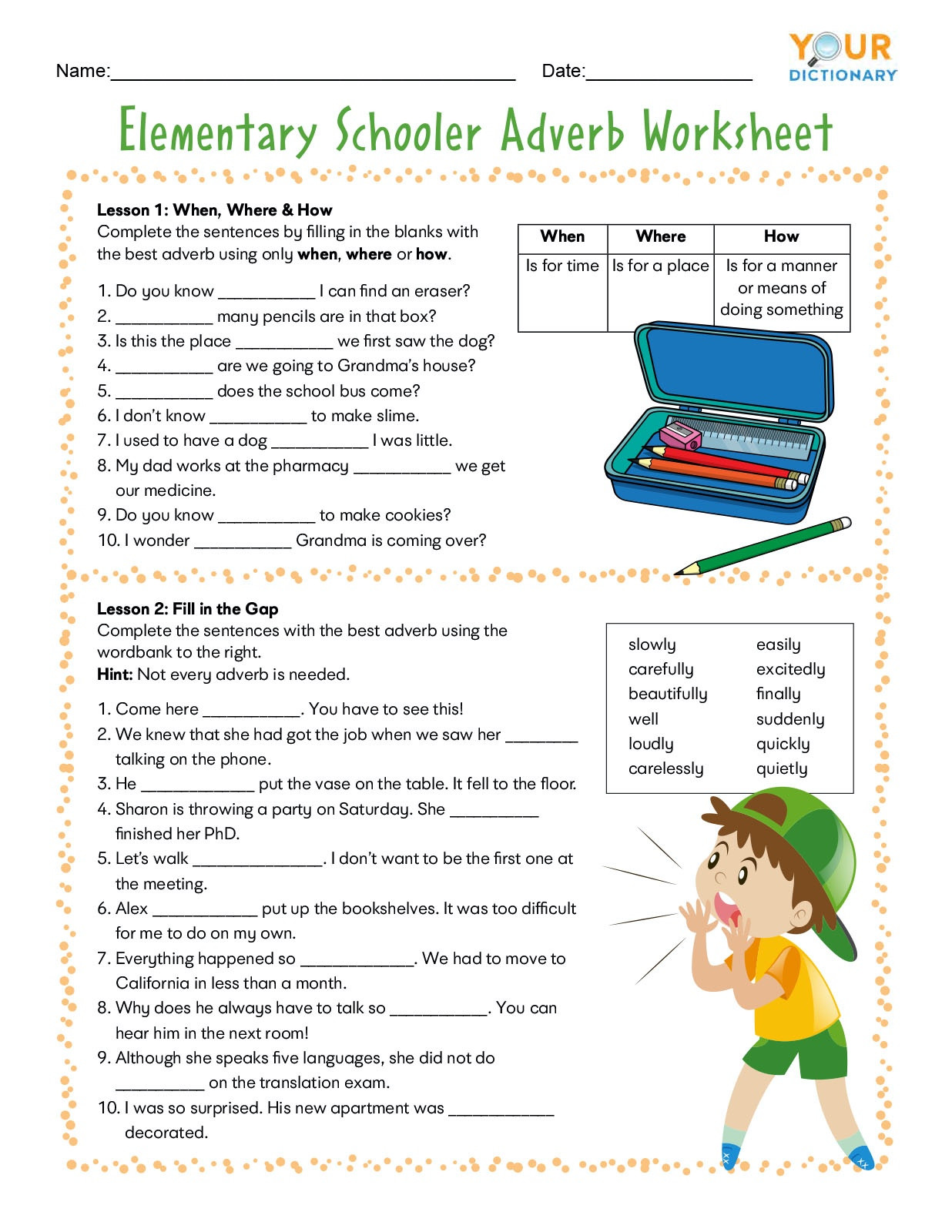 4th Grade Adverb Worksheets Adverb Worksheets for Elementary and Middle School