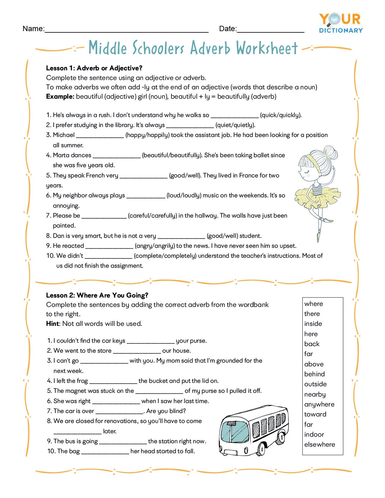 4th Grade Adverb Worksheets Adverb Worksheets for Elementary and Middle School