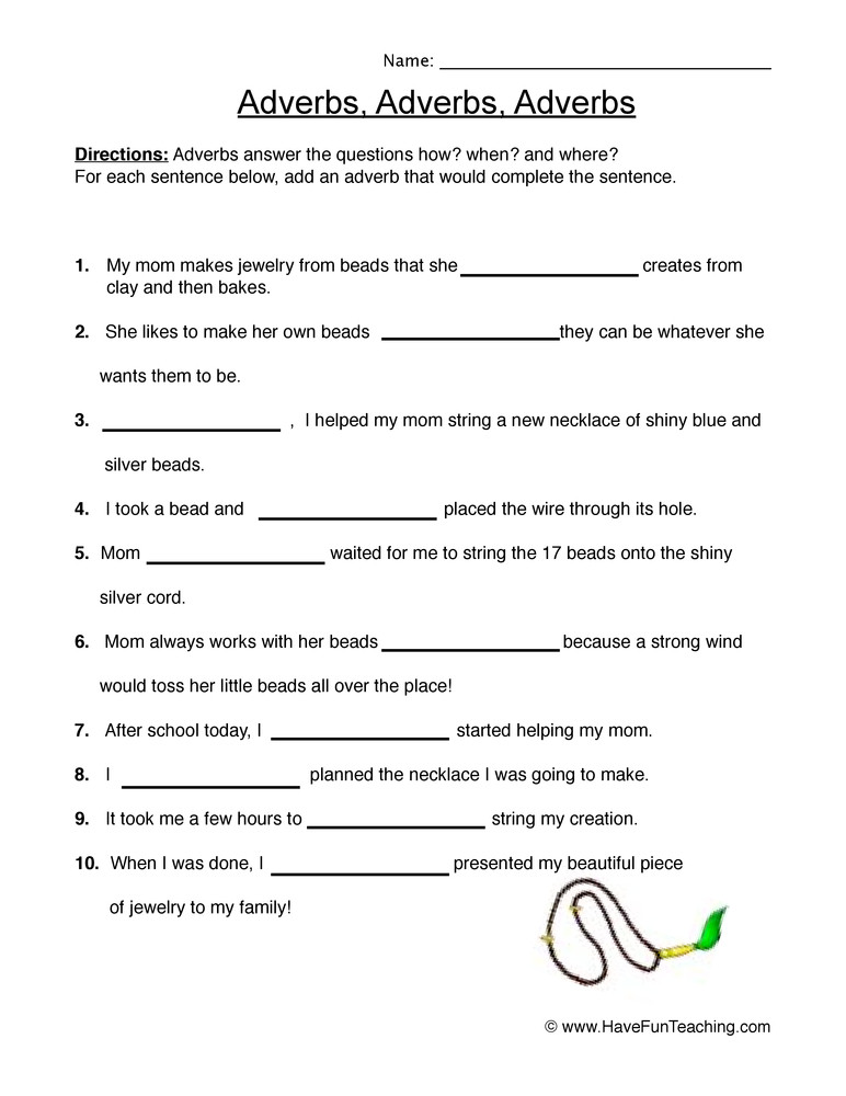 20 4th Grade Adverb Worksheets Desalas Template