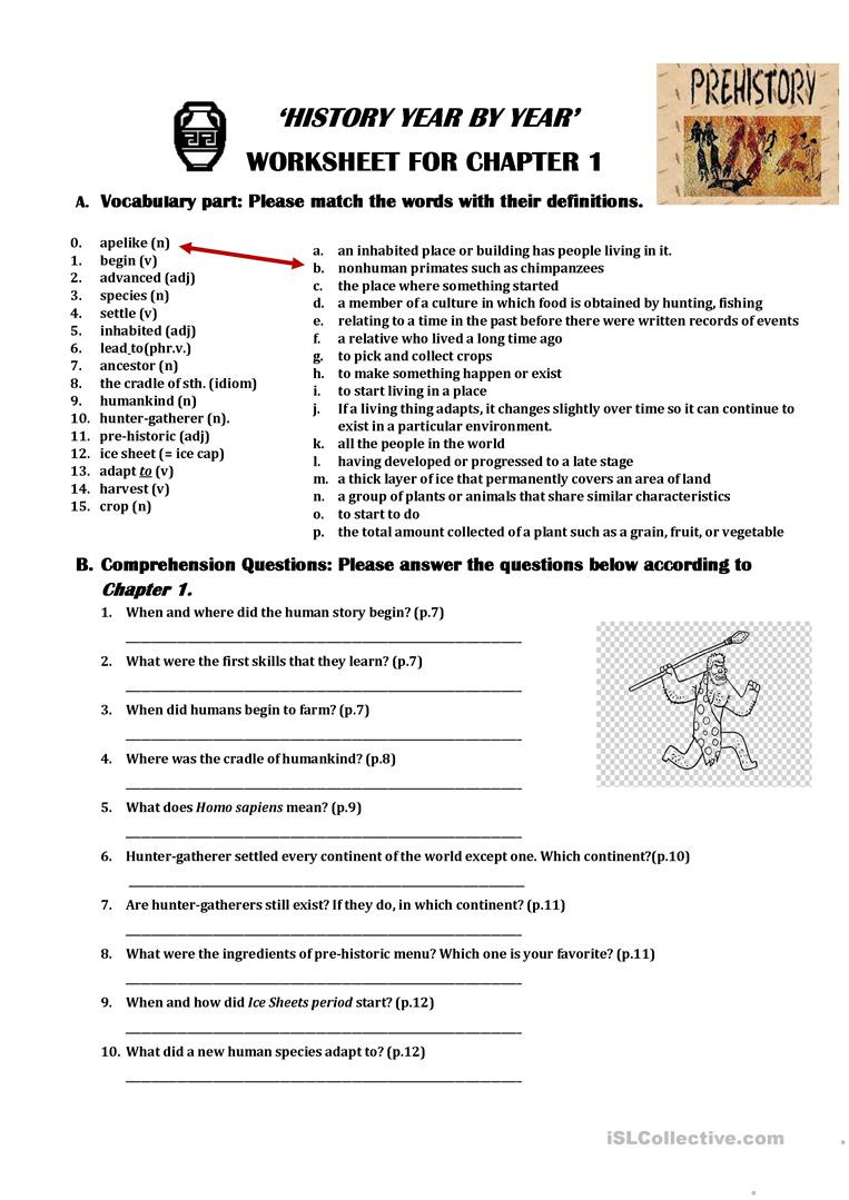 4th Grade History Worksheets Chapter 1 History Year by Year Worksheet English Esl