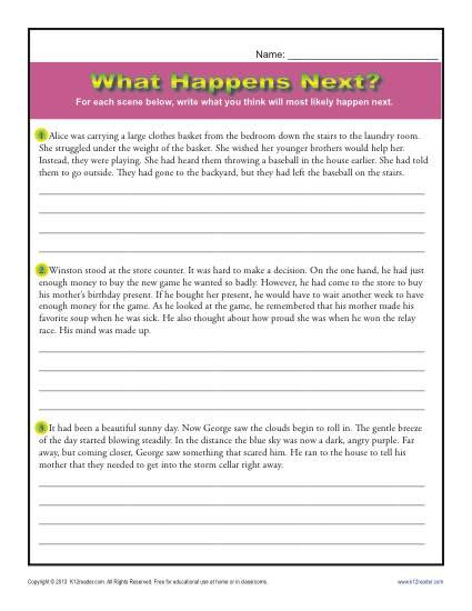 4th Grade Inferencing Worksheets What Happens Next