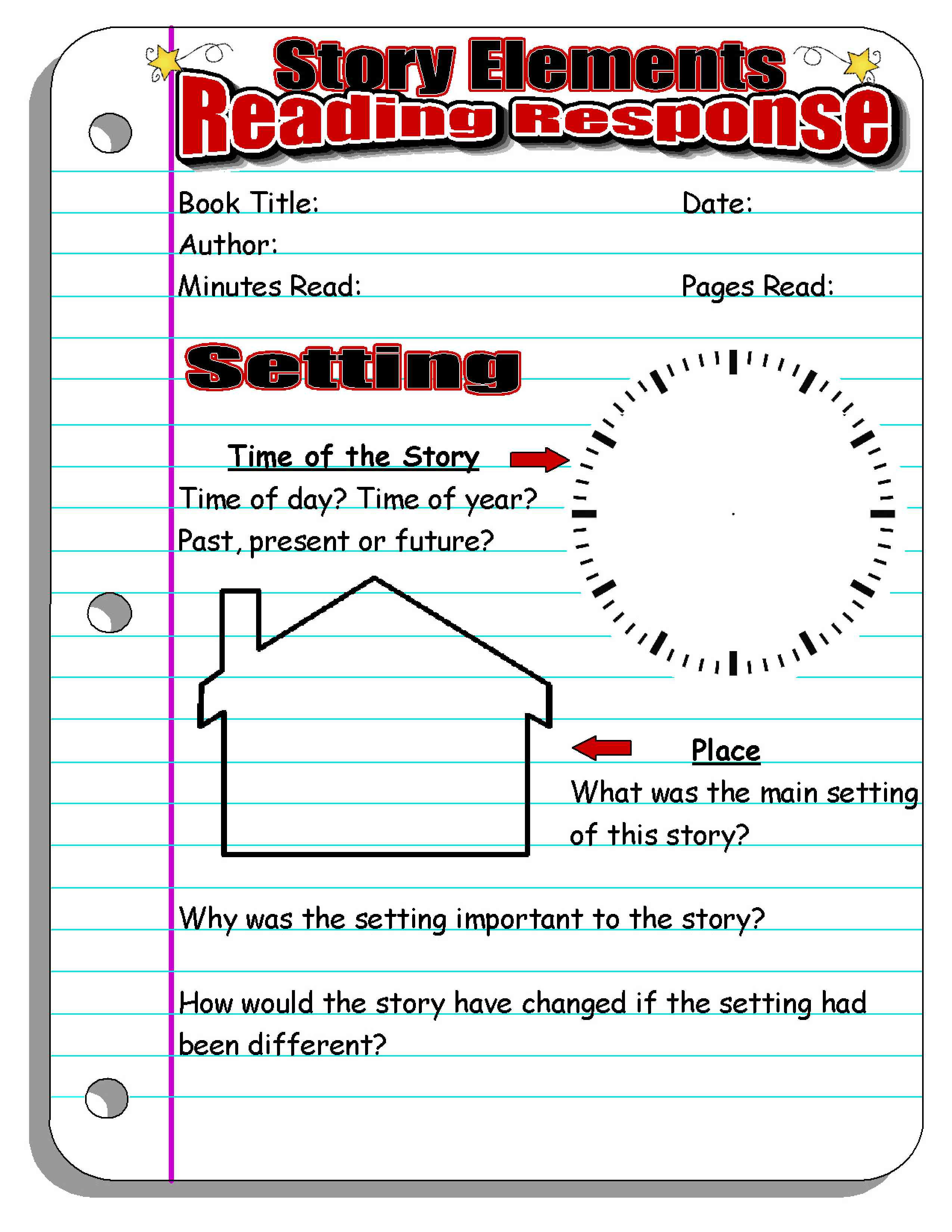 4th Grade Reading Response Worksheets Reading Response forms and Graphic organizers