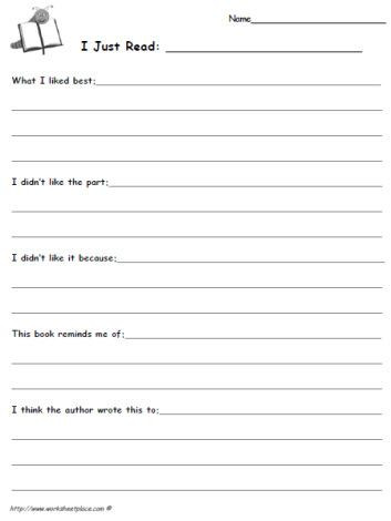 4th Grade Reading Response Worksheets Reading Response Journal Worksheets so Many Options Will