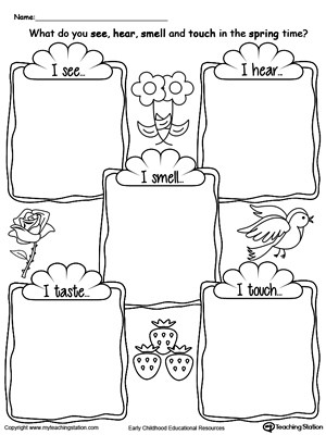 5 Senses Printable Worksheets the Five Senses In the Spring Time