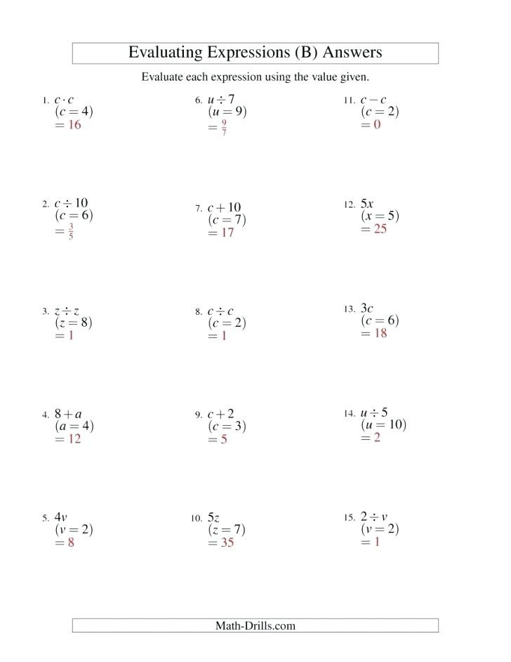 5th Grade Algebraic Expressions Worksheets Math Expression Worksheets – Keepyourheadup