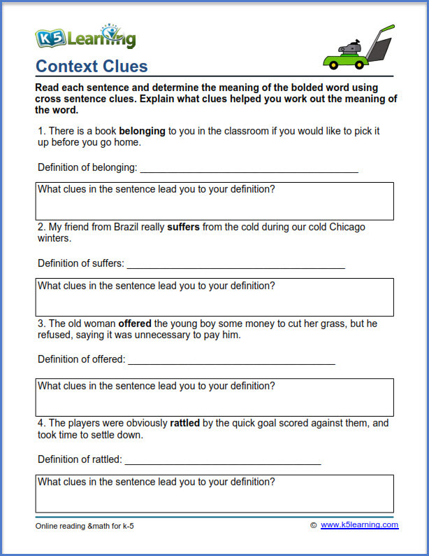 5th Grade Context Clues Worksheets Grade 3 Vocabulary Worksheets – Printable and organized by
