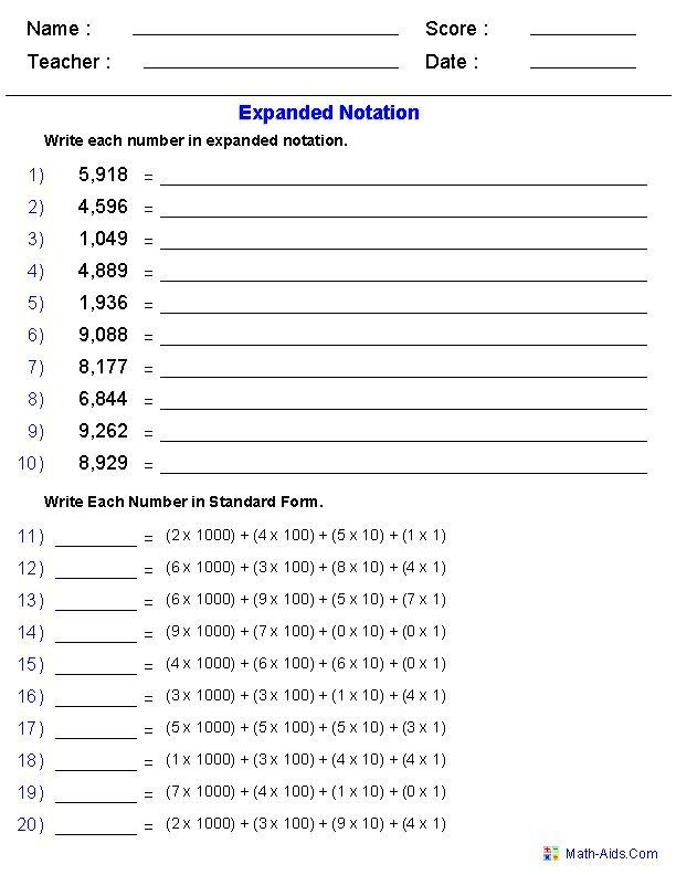 5th Grade Expanded form Worksheets Place Value Worksheets 4th Grade Pdf 47 Super Best 184