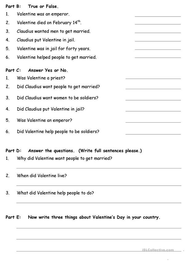 5th Grade History Worksheets the History Of Valentine S Day English Esl Worksheets for